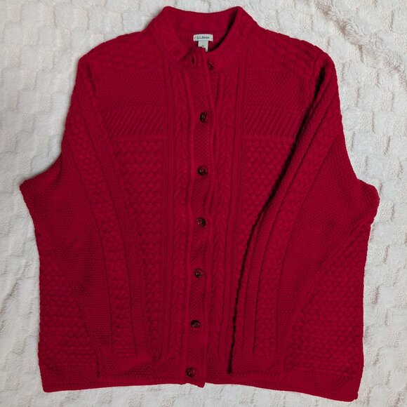 L.L Bean 100% cable knit button down cardigan - Picture 1 of 10